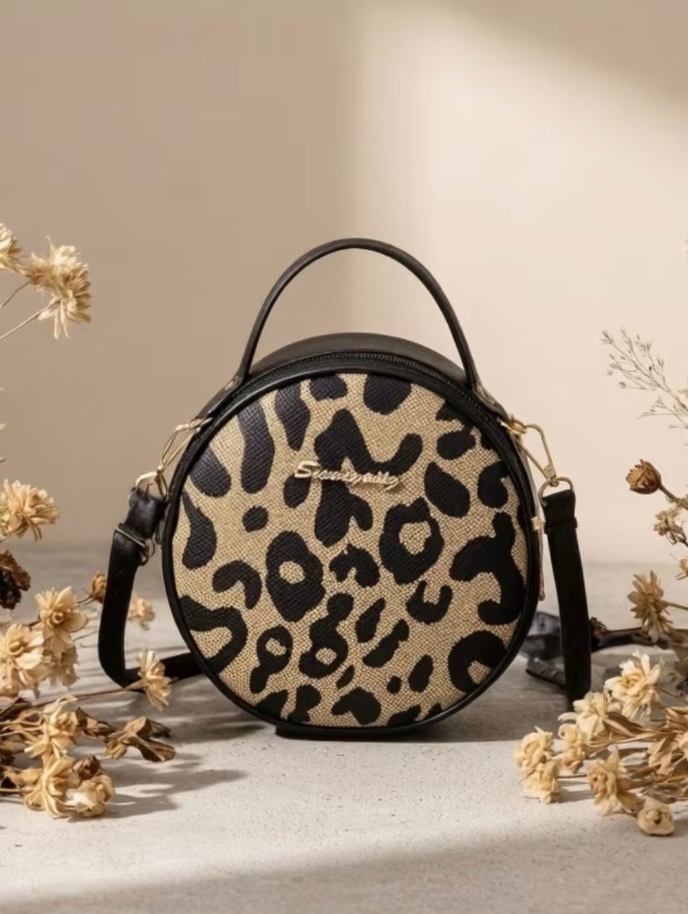 New -Stylish & Fashionable -Leopard Print Round Crossbody Bag